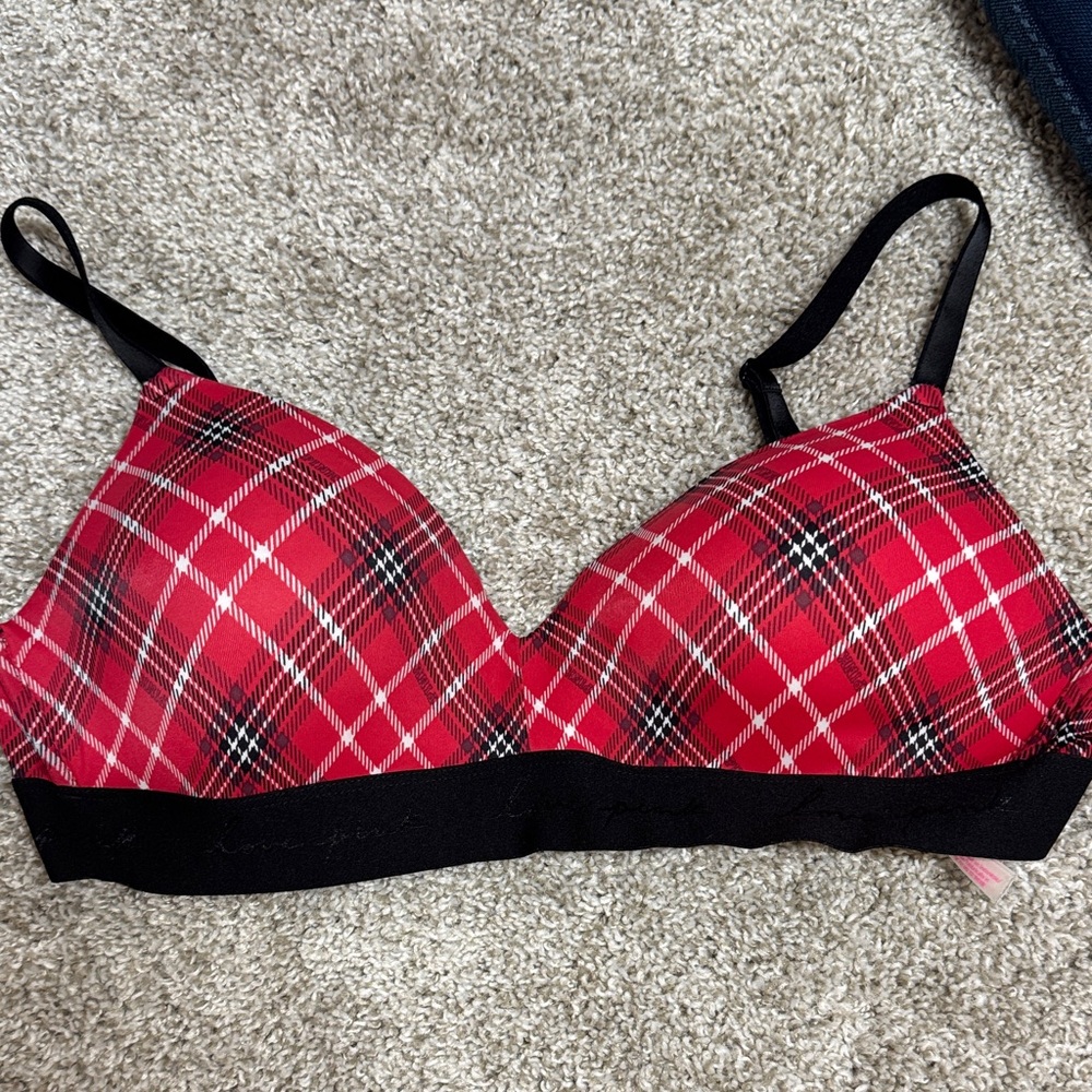 Victoria's Secret Red and Black Plaid Bralette